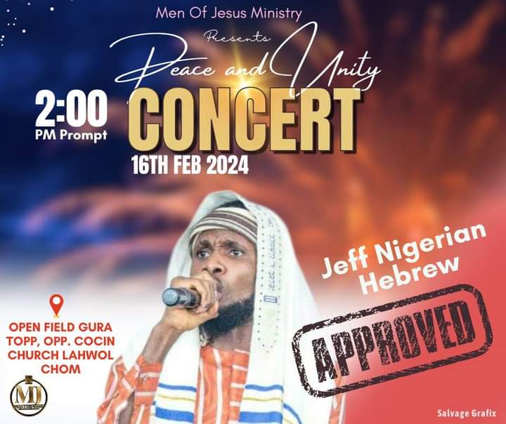 Men of Jesus Ministry present to you peace and unity concert featuring Jeff Nigerian Hebrew.