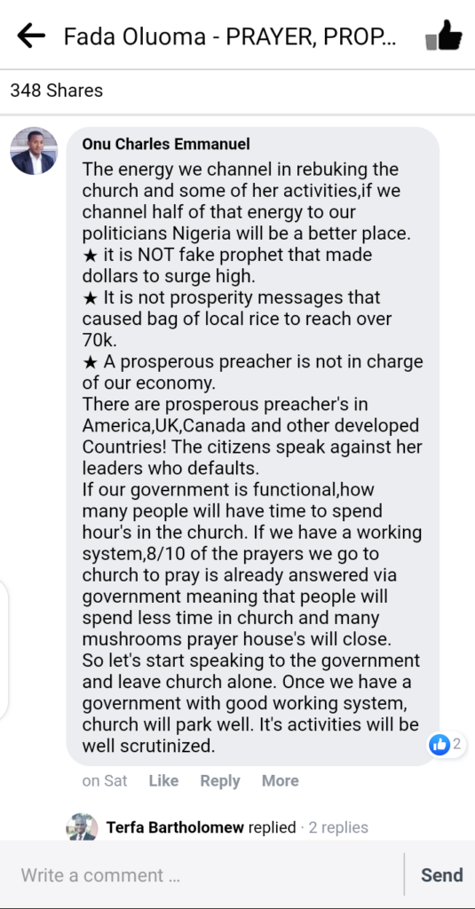Fada Oluoma: On Prayer, Prophecy And Prosperity Gospel Concerning The Nation Nigeria